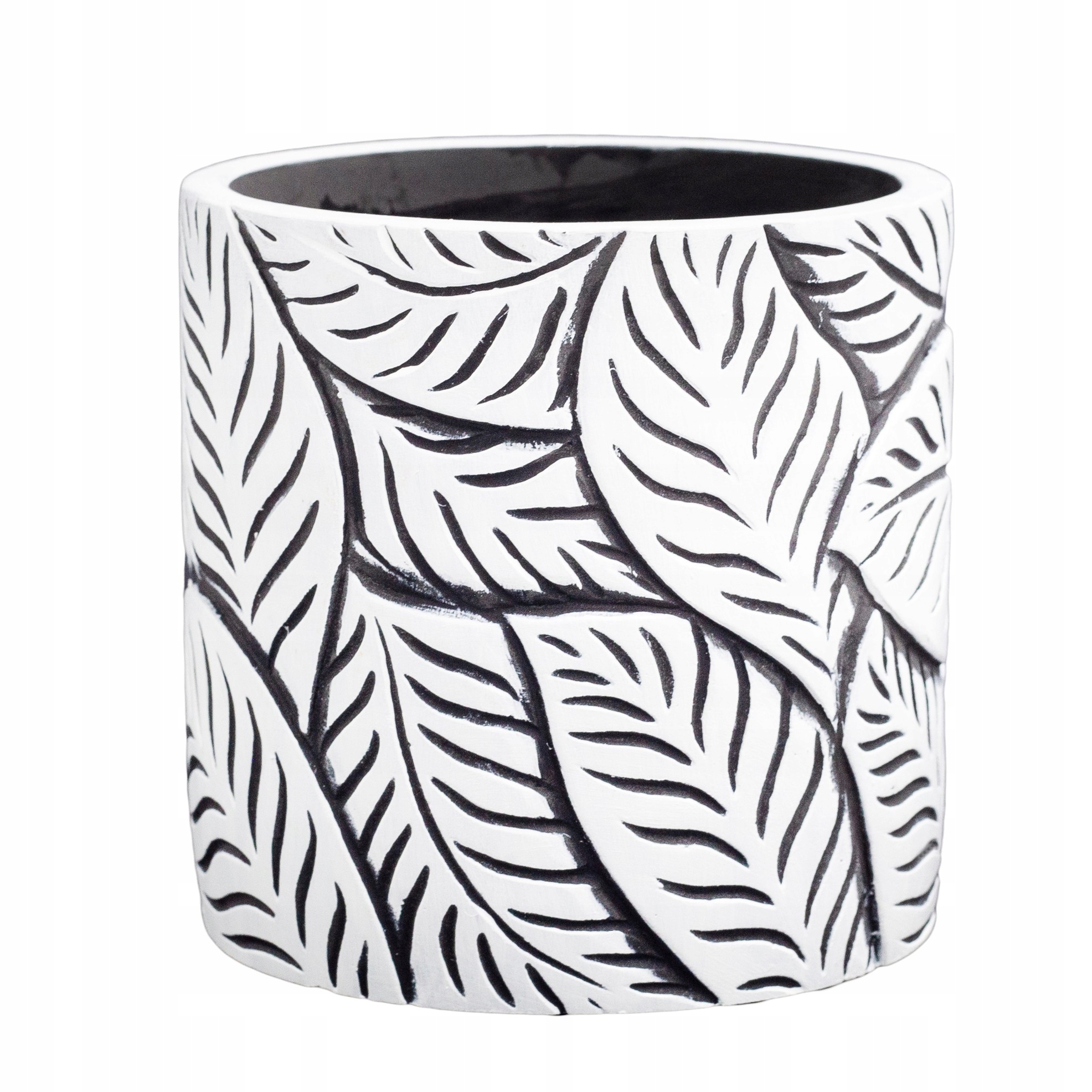 

Osłonka 14cm Liście doniczka Cylindryczna biała