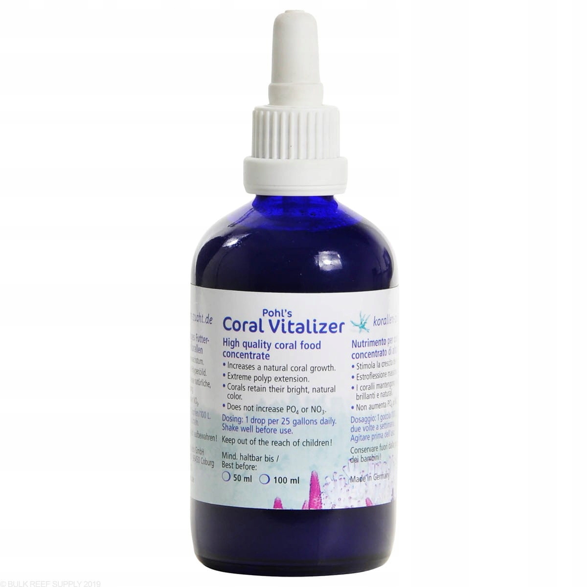 Korallen Zucht Coral Vitalizer 100ML Krmivo Pro Korály, Zbarvení