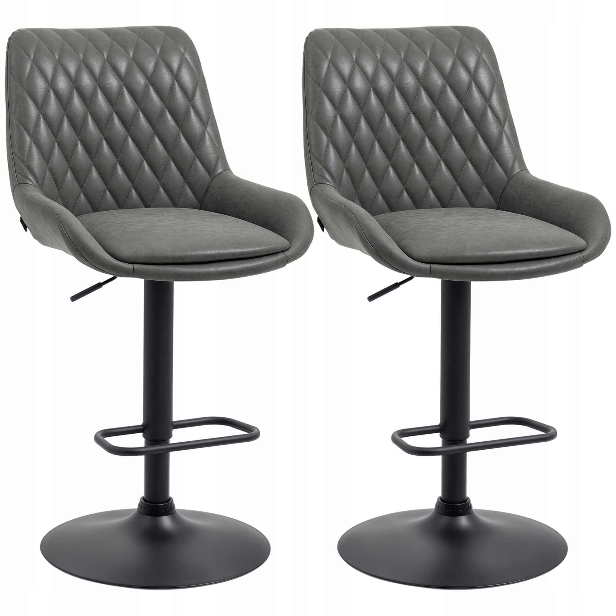 Homcom barové stoličky 2 ks, nastaviteľná podnožka 360°, tmavosivá