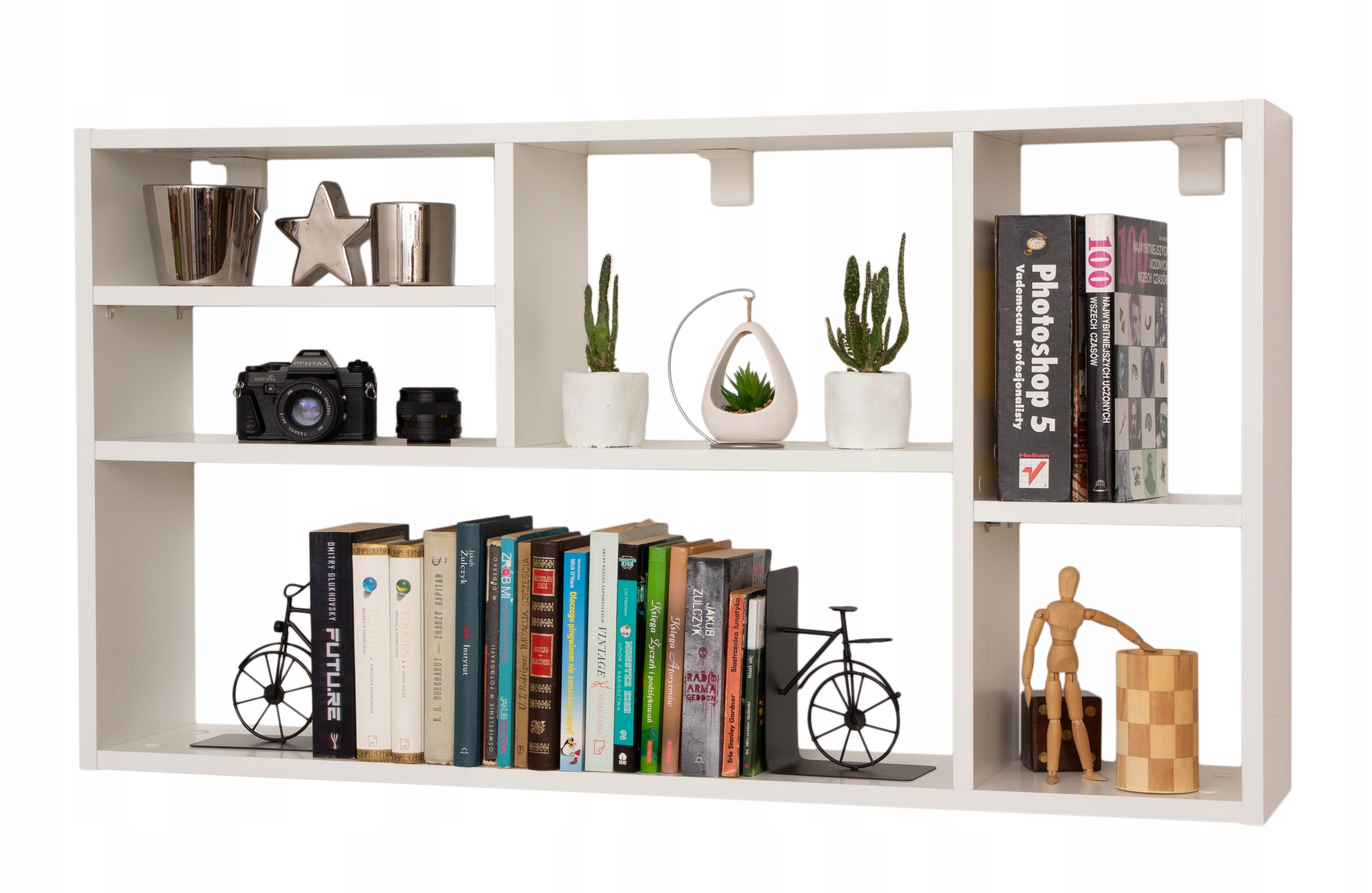 Półka wisząca ścienna regał na książki do salonu 110 cm biała mat Marka Marand