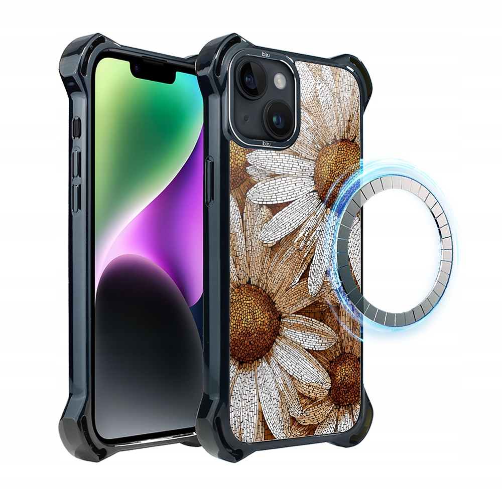 Pouzdro pro iPhone 14 Plus Ibizu DropGuard Ultra s MagSafe, heřmánková mozaika