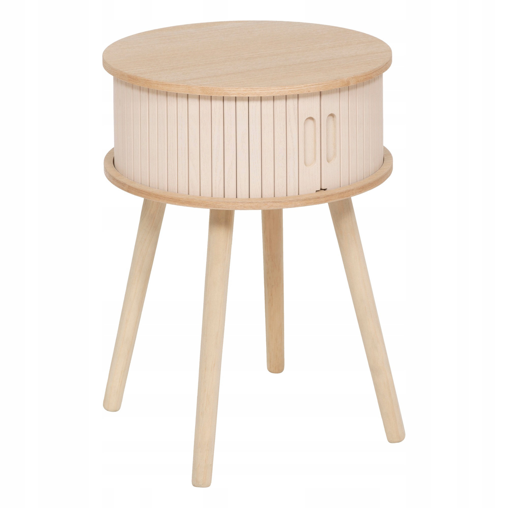 Nočný stolík Nysos s 2 dvierkami, Ø 40 cm, béžový