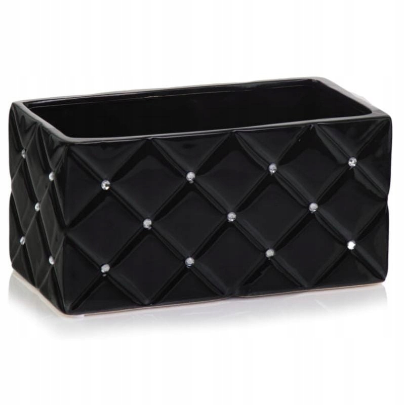 

Czarna osłonka na dwie doniczki glamour cyrkonie