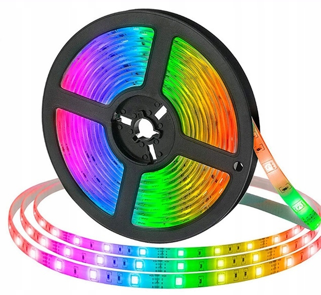TAŚMA LED RGB KOLOROWA 5M WODOODPORNA PASEK PILOT LEDY LAMPKI Z PILOTEM Stan opakowania oryginalne
