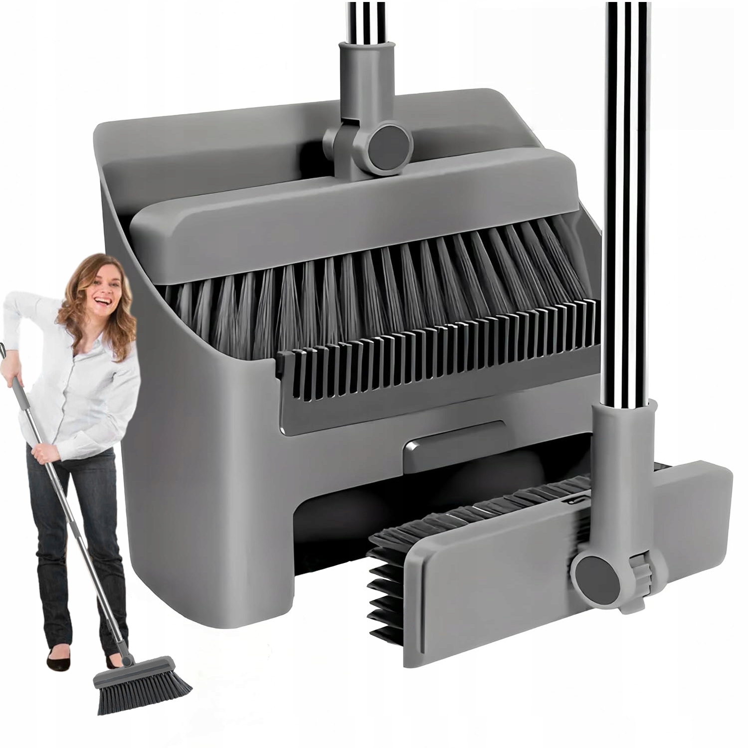 Levně Sada Na Úklid Zametání Kartáčová Metla Lopatka Leniuch Skládací