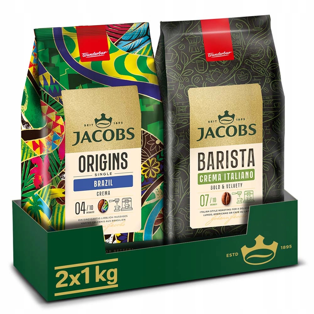 Kawa ziarnista Jacobs Mix 2kg Origins Single Brazil, Barista Italiano Crema