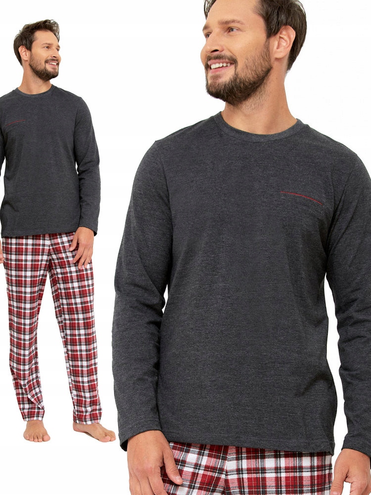 

Grafitowa długa piżama męska Hotberg Orion XL