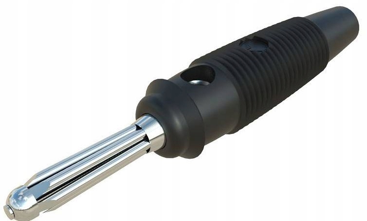 

Wtyk izolowany 4 mm z otworem 4 mm, 16A, czarny