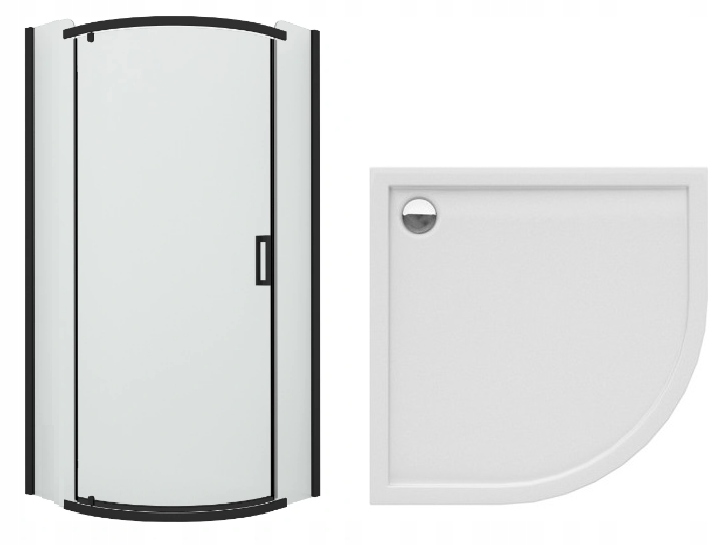Nt Czarna Kabina półokrągła New Komfort Black 90x90 Brodzik Cantare