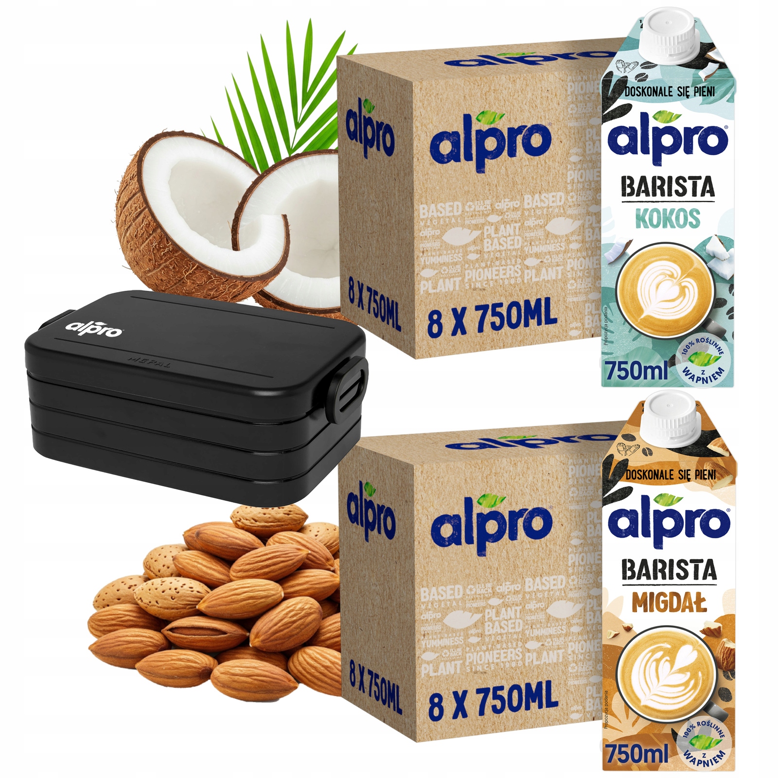 Levně Sada rostlinných nápojů Alpro Barista Mandle 8x750 ml, Kokos 8x750 ml Dárek