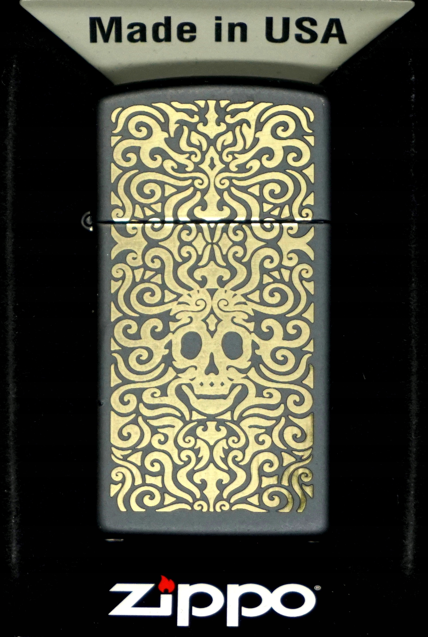 Zapalovač Zippo Skull Design Slim 60006595 Větruodolný benzínový
