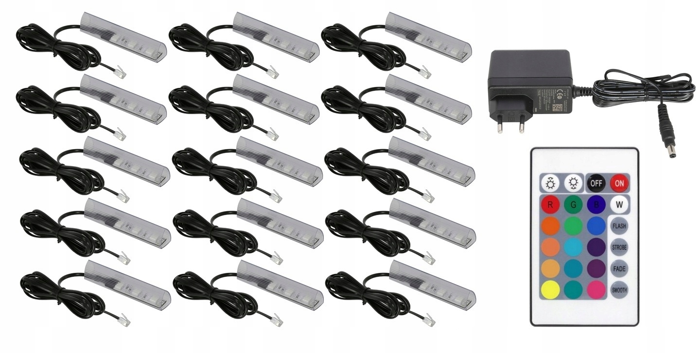 15 x Rgb Led klipy pro polic skla, klip Komplet
