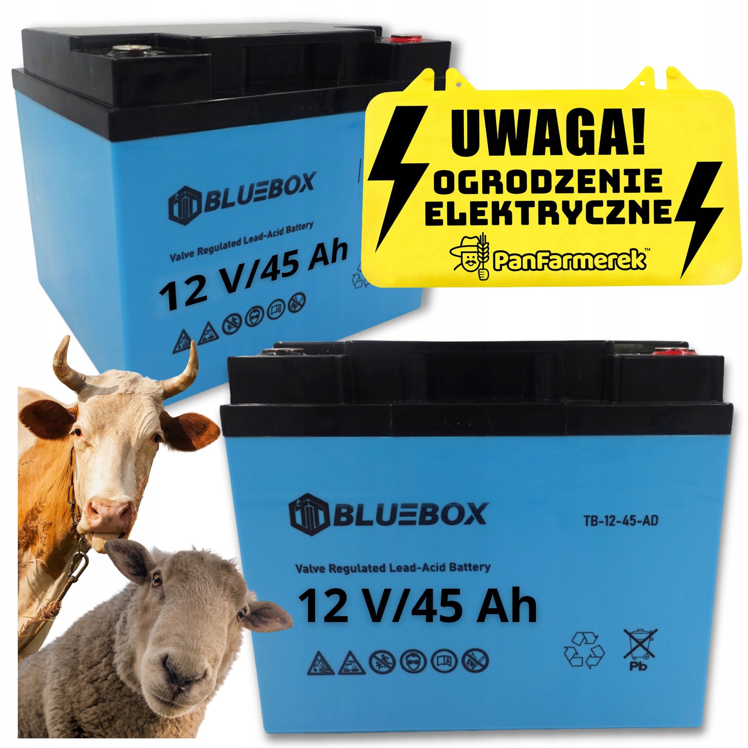 DUŻA BATERIA AKUMULATOR DO PASTUCHA ELEKTRYCZNEGO elektryzator 12V 45Ah