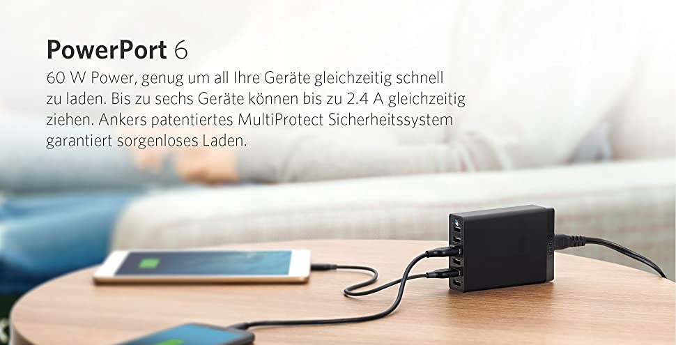 Anker Zasilacz Ładowarka Adapter 6-PORTÓW 60W USBC — miniatura 8