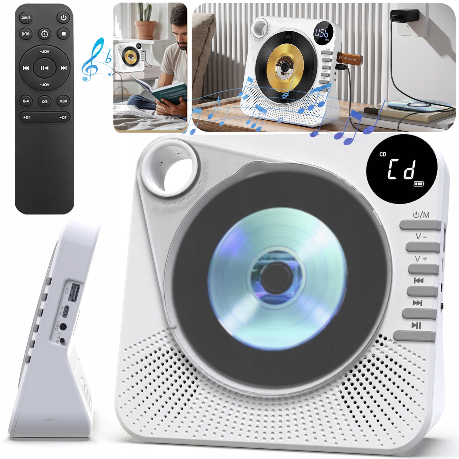 Přenosný Přehrávač CD Reproduktor Bluetooth Rádio Vynikající Dárky Trvanlivé