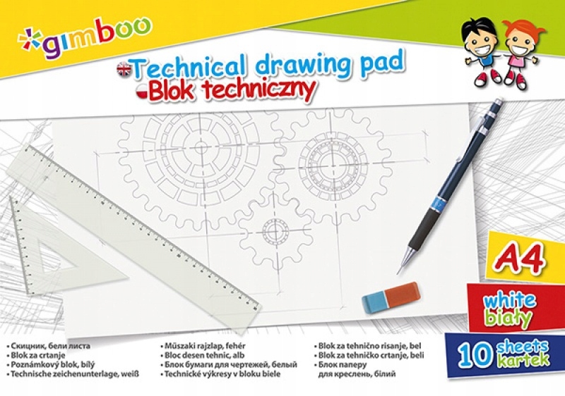 

Blok techniczny Gimboo A4 10 kart 150gsm biały