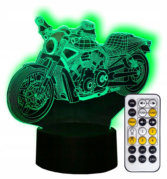 

Chopper Harley Motor Lampka Nocna 3D Led Pilot