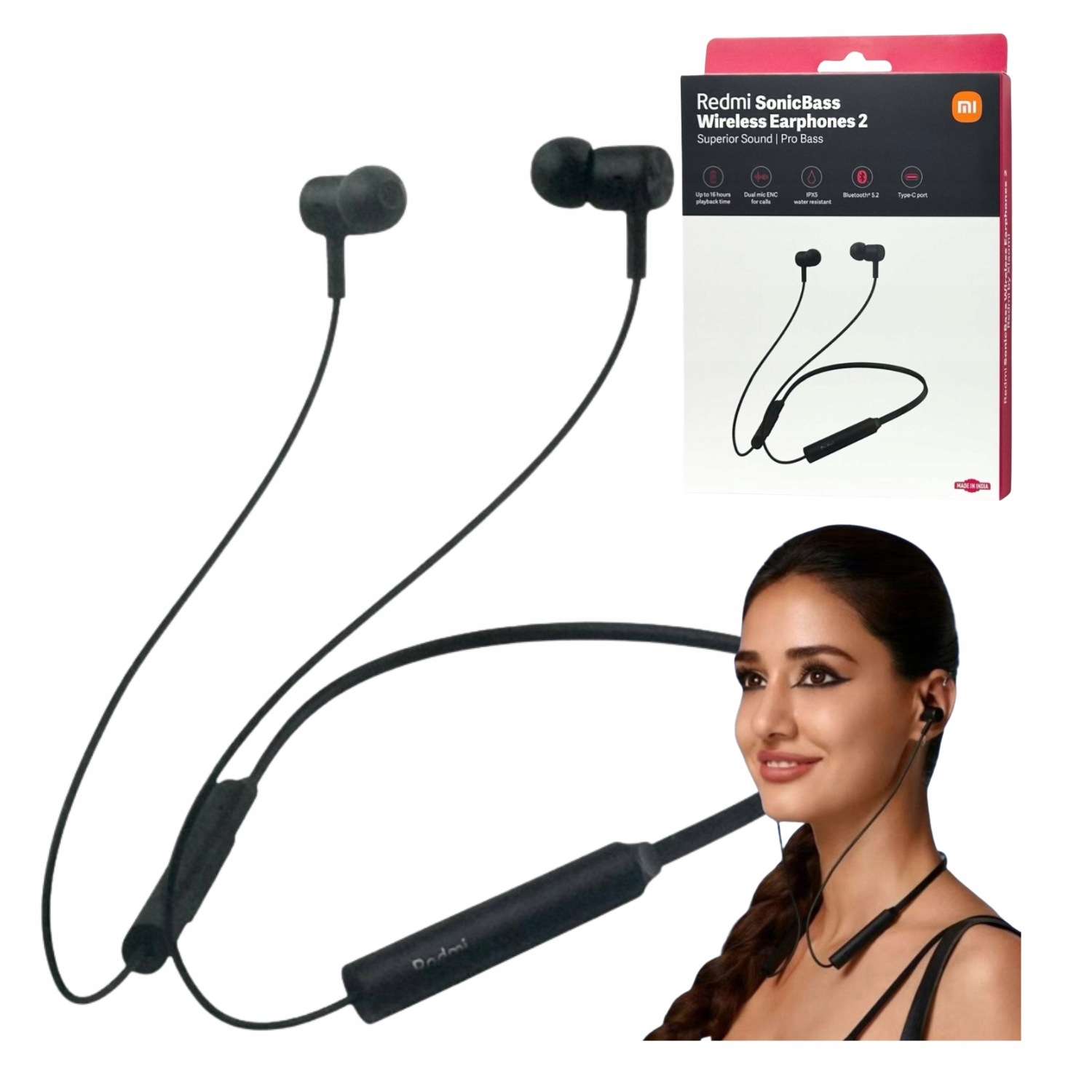 Słuchawki Bezprzewodowe Douszne Xiaomi Redmi Sonicbass 2 Mikrofon Czarne