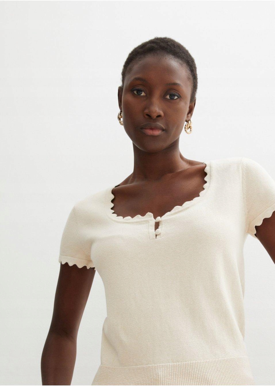 DZIANINOWA KOSZULKA DAMSKA __40/42 Materiał dominujący bawełna