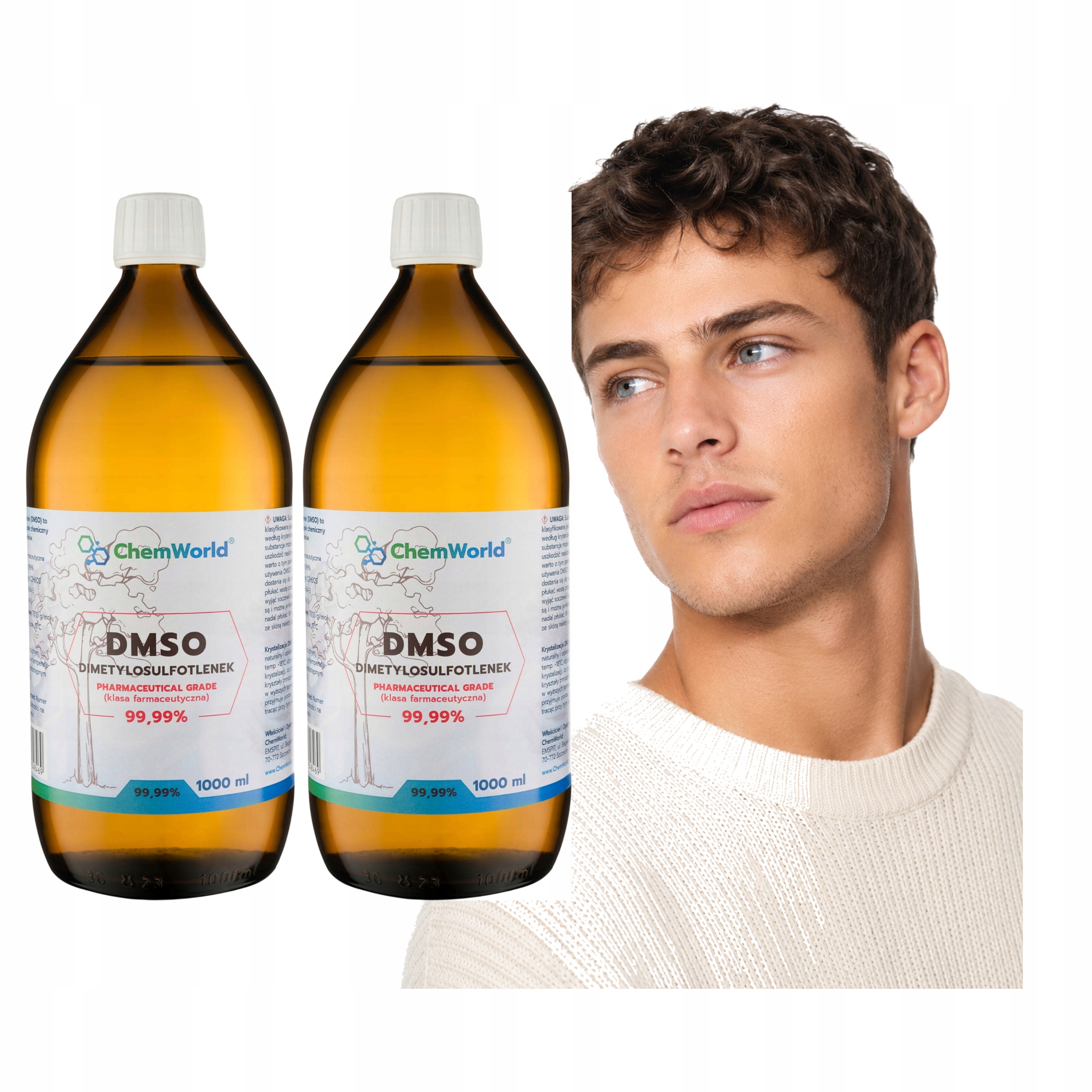 2x Dmso Chemworld 99,9% Dimetylosulfotlenek Czystość Farmaceutyczna 1000 ml