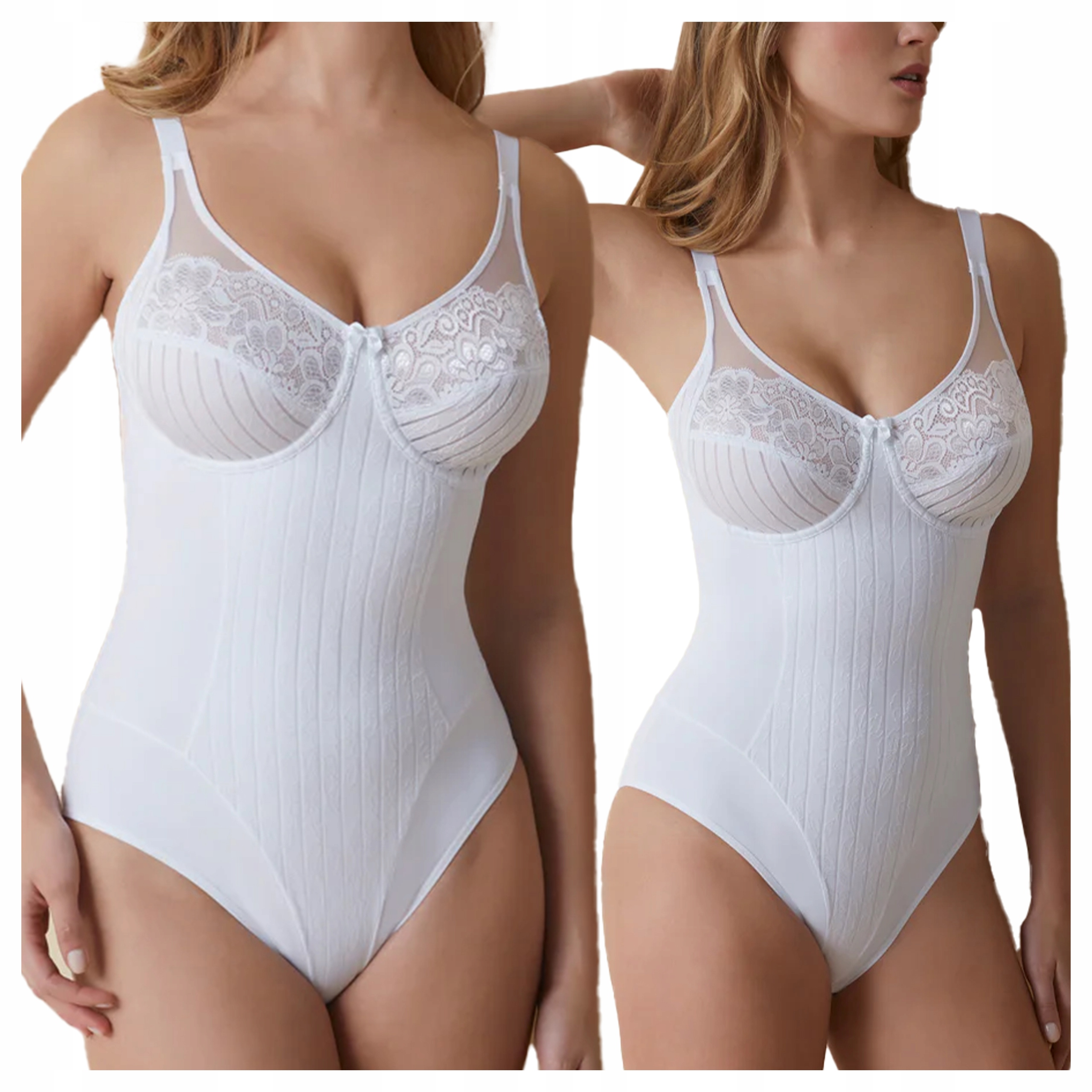 Vyhlazující body s krajkou Měkké košíčky bez kostic Scarlett Bílé 85C