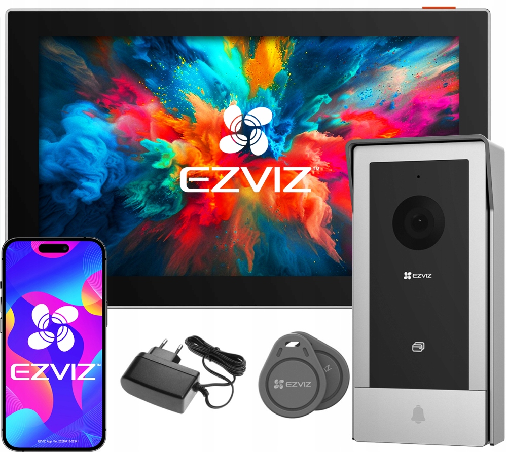 Videovrátnik Wifi CP5 Ezviz Čítačka Kľúčenok Aplikácia 2-ŽILOVÁ 7'' LCD