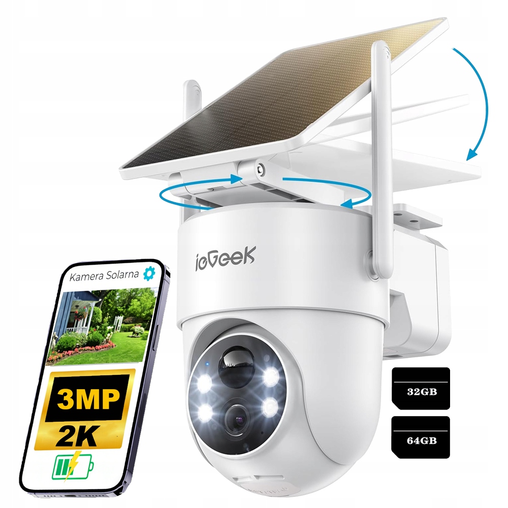 3MPX venkovní otočná bezdrátová kamera s barevným nočním viděním a kartou