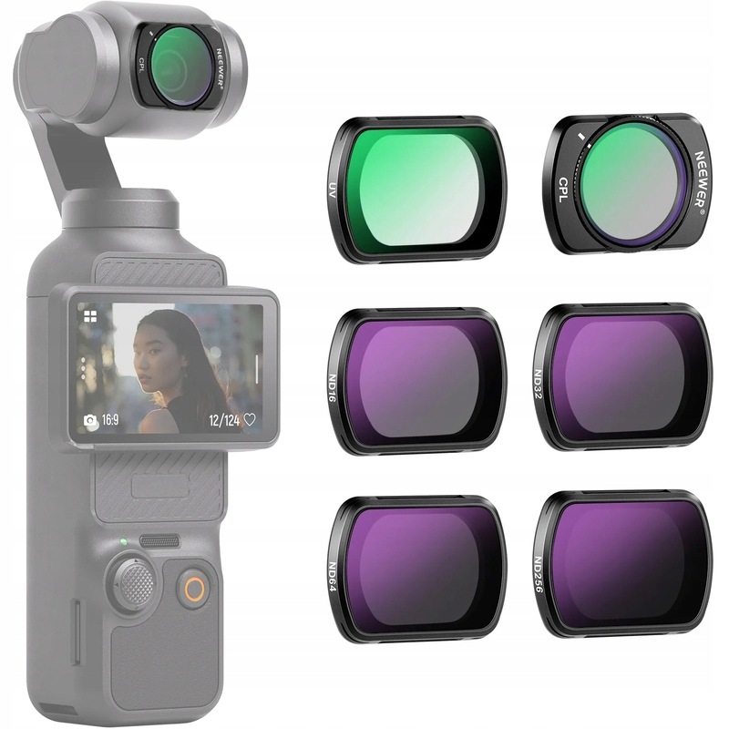 Neewer sada 6 filtrů pro Dji Pocket 3 (ND16+ND32+ND64+ND256+UV+CPL)