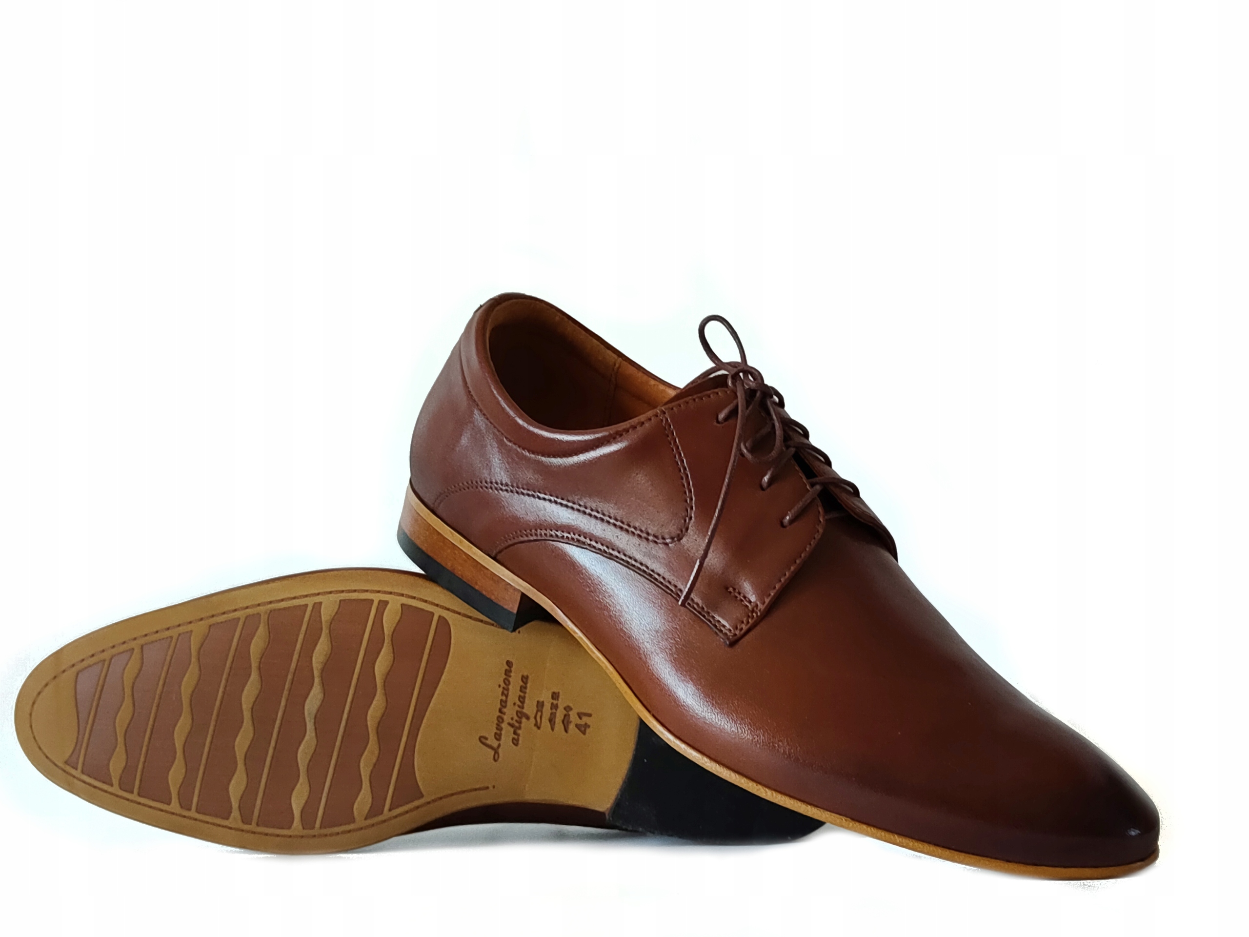 AGDA 507 półbuty wizytowe POLSKIE brązowe 45 SKÓRA