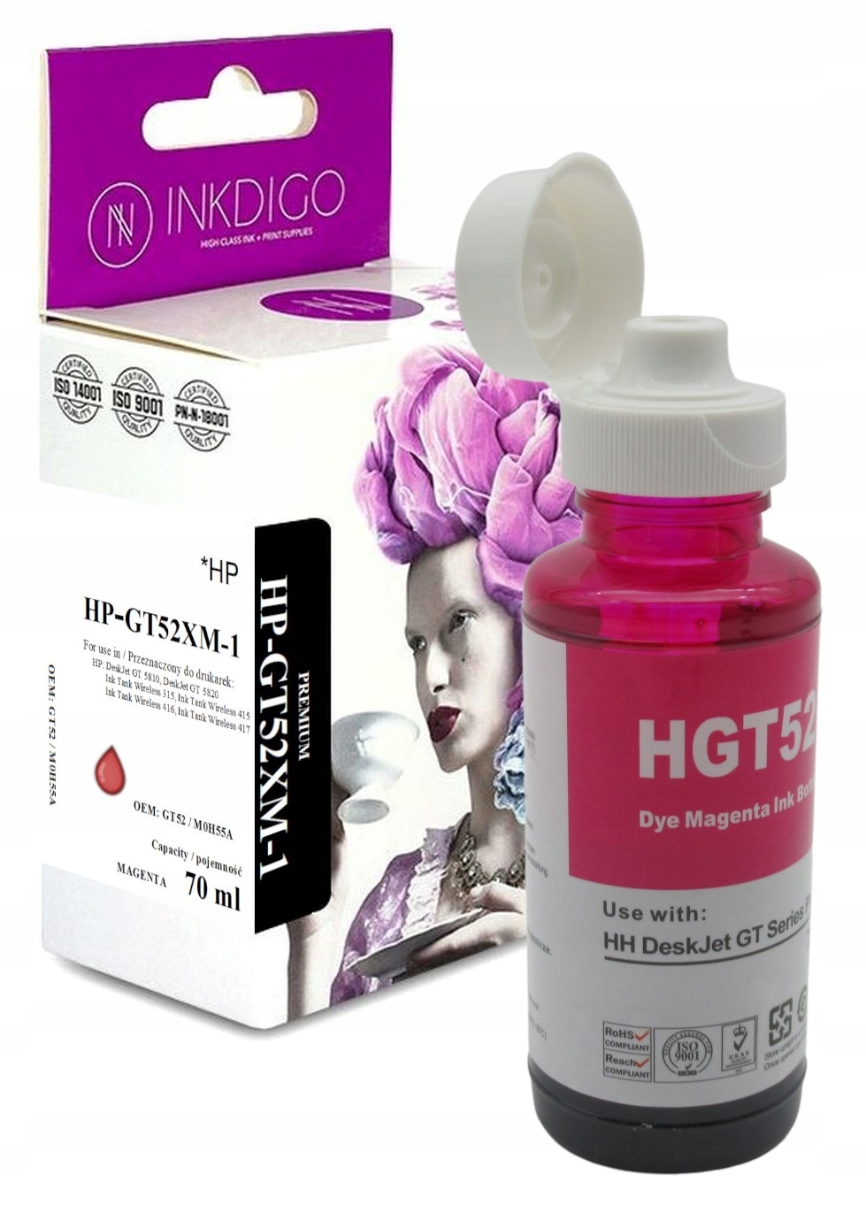 Tusz Inkdigo do Hp GT52XL M0H55AE Magenta M0H55AE