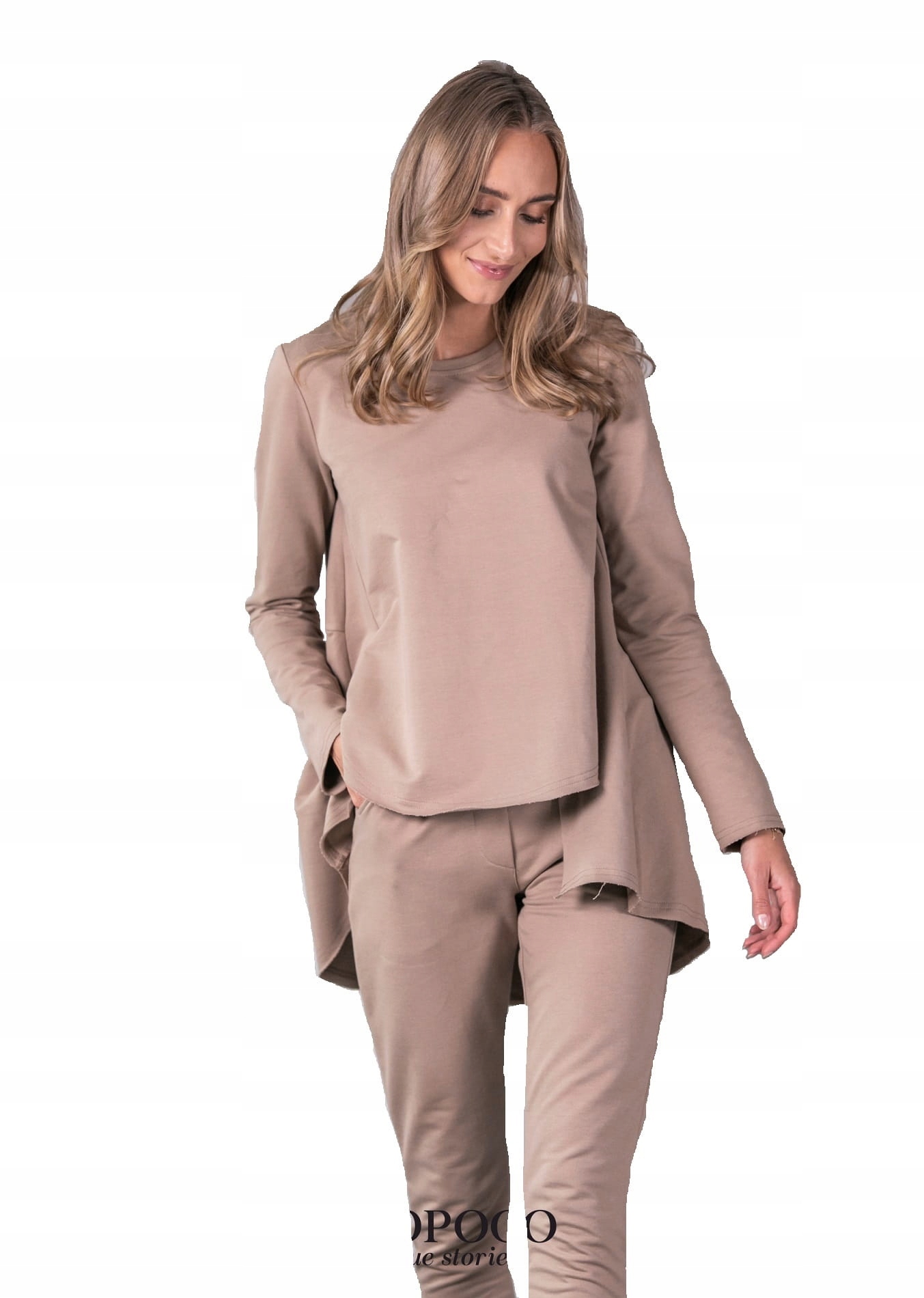 

Długa bluza asymetryczna cappuccino Bopoco 38 M