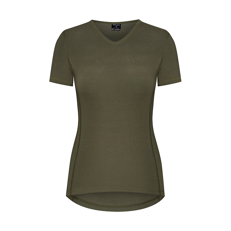 

T-shirt damski bawełna wełna Merino khaki M