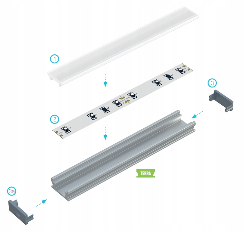 PROFIL LED WODOODPORNY IP65 DO TAŚMY LED CZARNY 1m Typ profil do LED