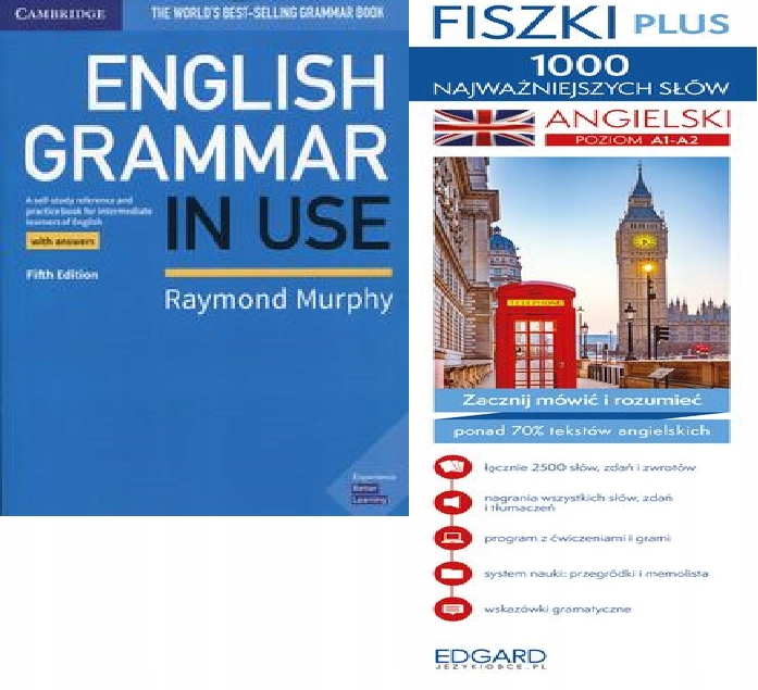 English Grammar in Use Murphy + 1000 Fiszki Plus (13539156117) Książki ...