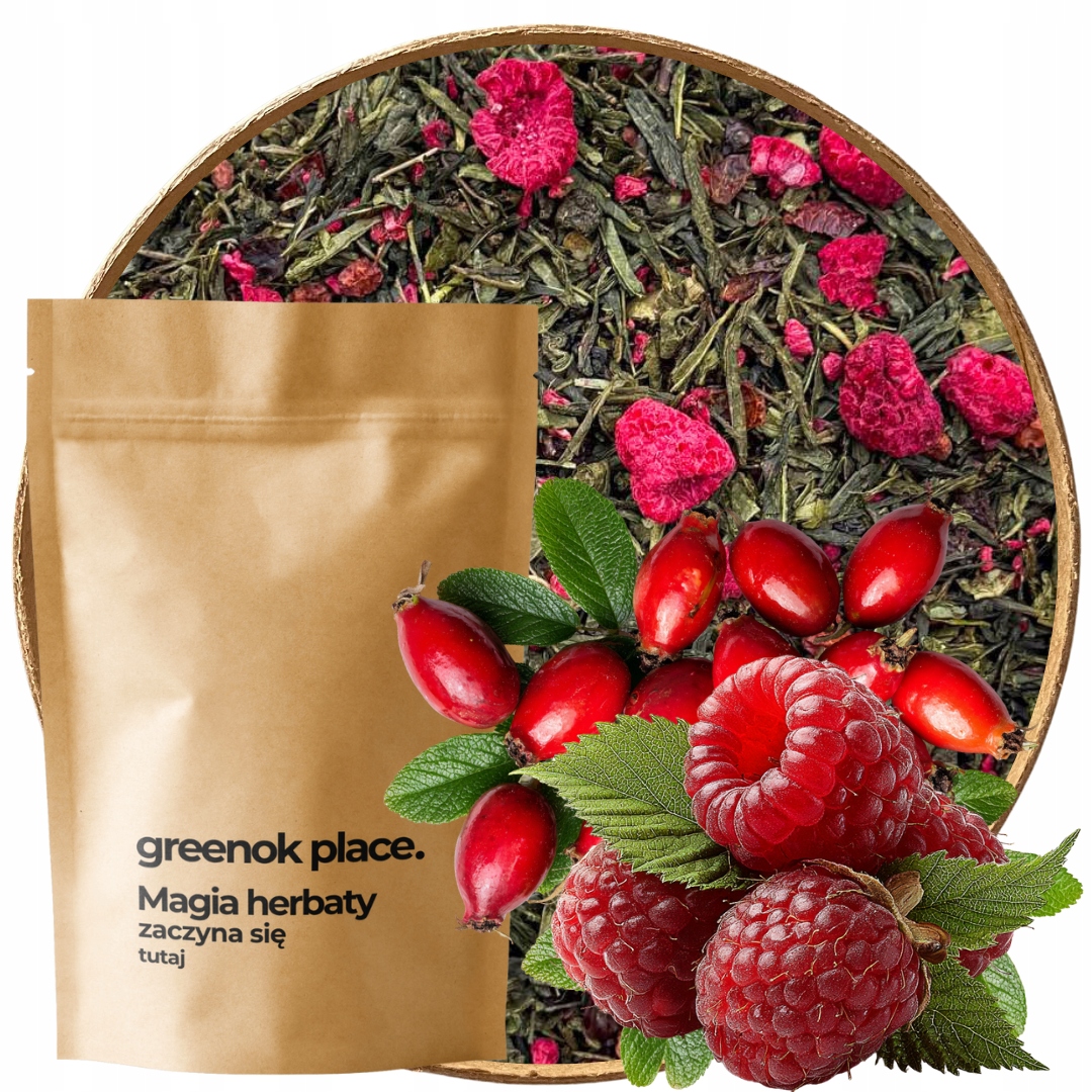 Čaj zelený Lesní Malina 1000 g šípková růže jeřabina sencha