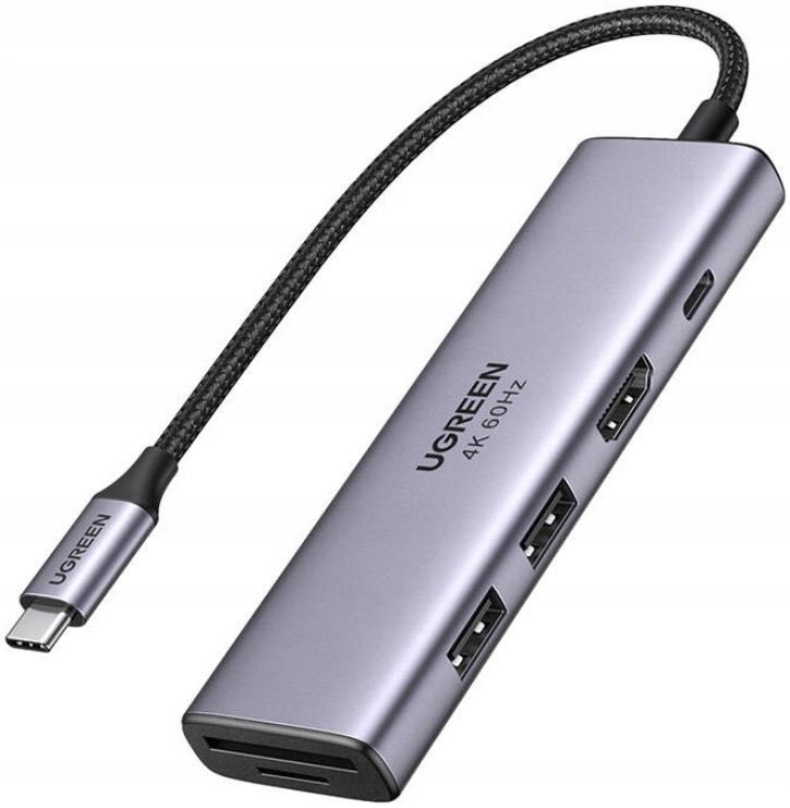 UGREEN rozdzielacz adapter hub USB-C 5w1 USB 3.0 100W HDMI 4K czytnik TF/SD