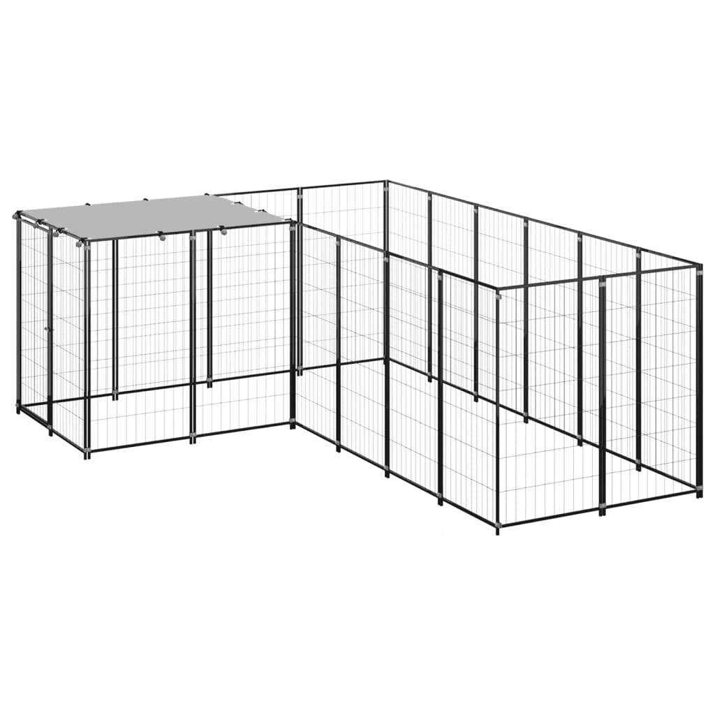 Levně Kotec pro psa, černý, 4,84 m2, ocelový