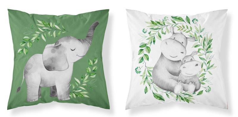 POSZEWKA DWUSTRONNA BAWEŁNIANA 40x40 HIPOPOTAMY SŁOŃ ZWIERZĘTA