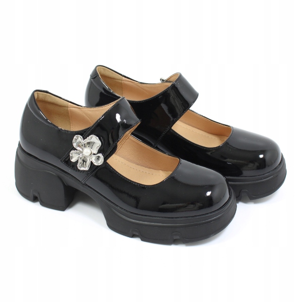 Černé kožené lodičky na podpatku Mary Jane Loretta Vitale vel37 W2439201A