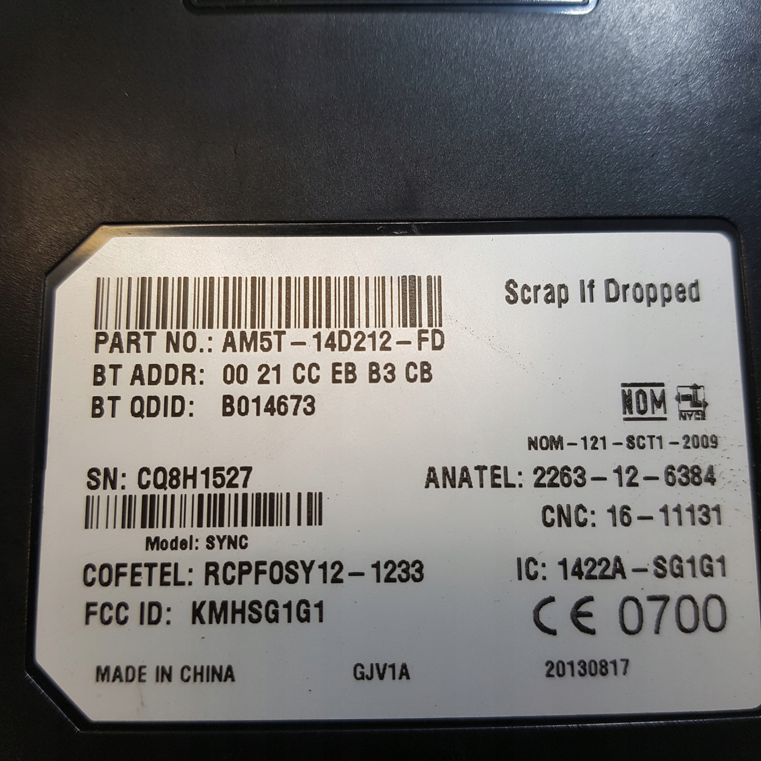 modulo Centralina BLUETOOTH TELEFONU FORD FOCUS MK3 AM5T-14D212-FD