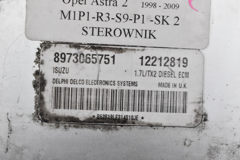 Centralina computer Motore 12212819 OPEL ASTRA 2 II G 1.7 DTI 75 KM 98-09