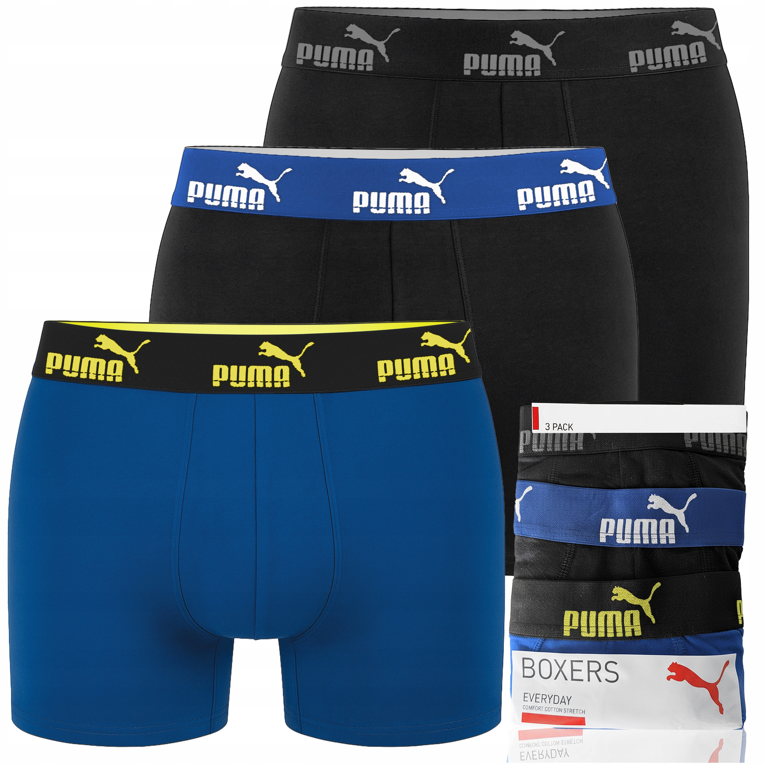 Puma Pánské boxerky Blue Black Bavlna 3 Pak Velikost M