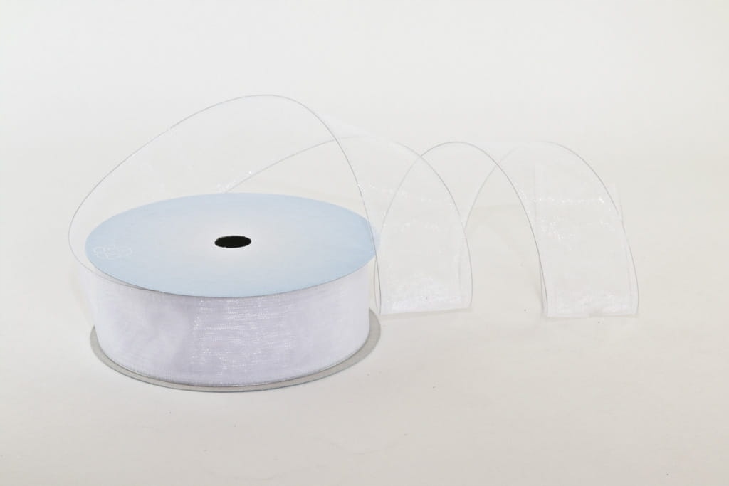 

Wstążka taśma szyfonowa z drucikiem 4cm - Biała