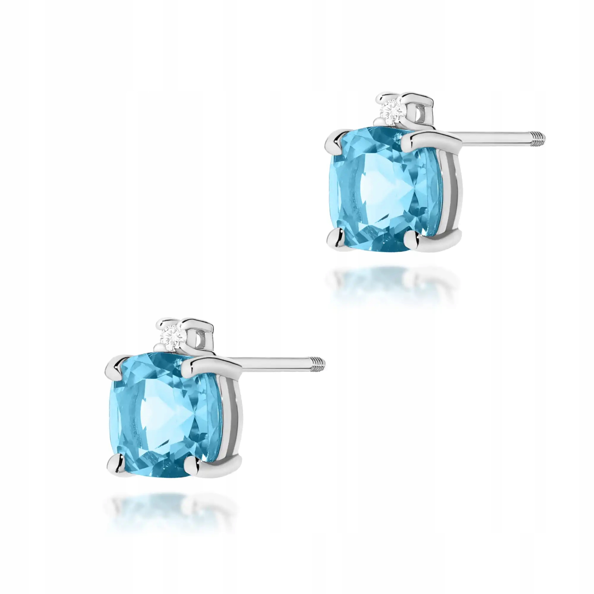 Náušnice zlaté 585 topaz swiss, bílé zlato, lesklé, módní, elegantní, 14k