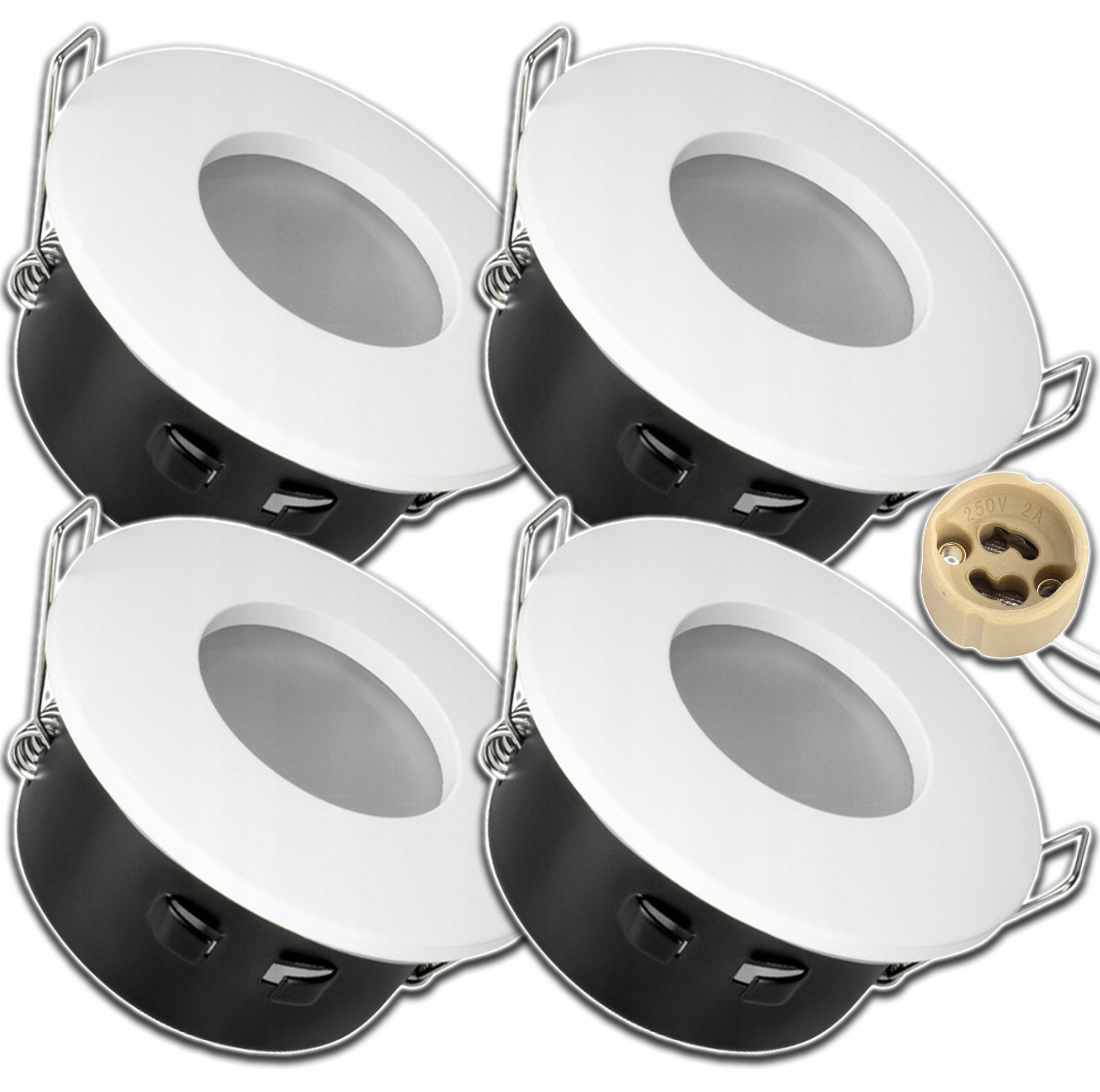4x Zapuštěné Kulaté Stropní Svítidlo, Vodotěsná Podomítková Zásuvka GU10