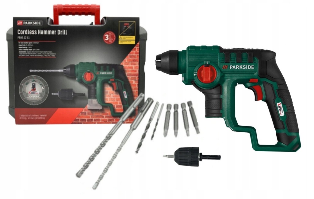 Parkside Akumulatorowa młotowiertarka 12 V, PBHA 12 A1 Prędkość obrotowa 900 RPM