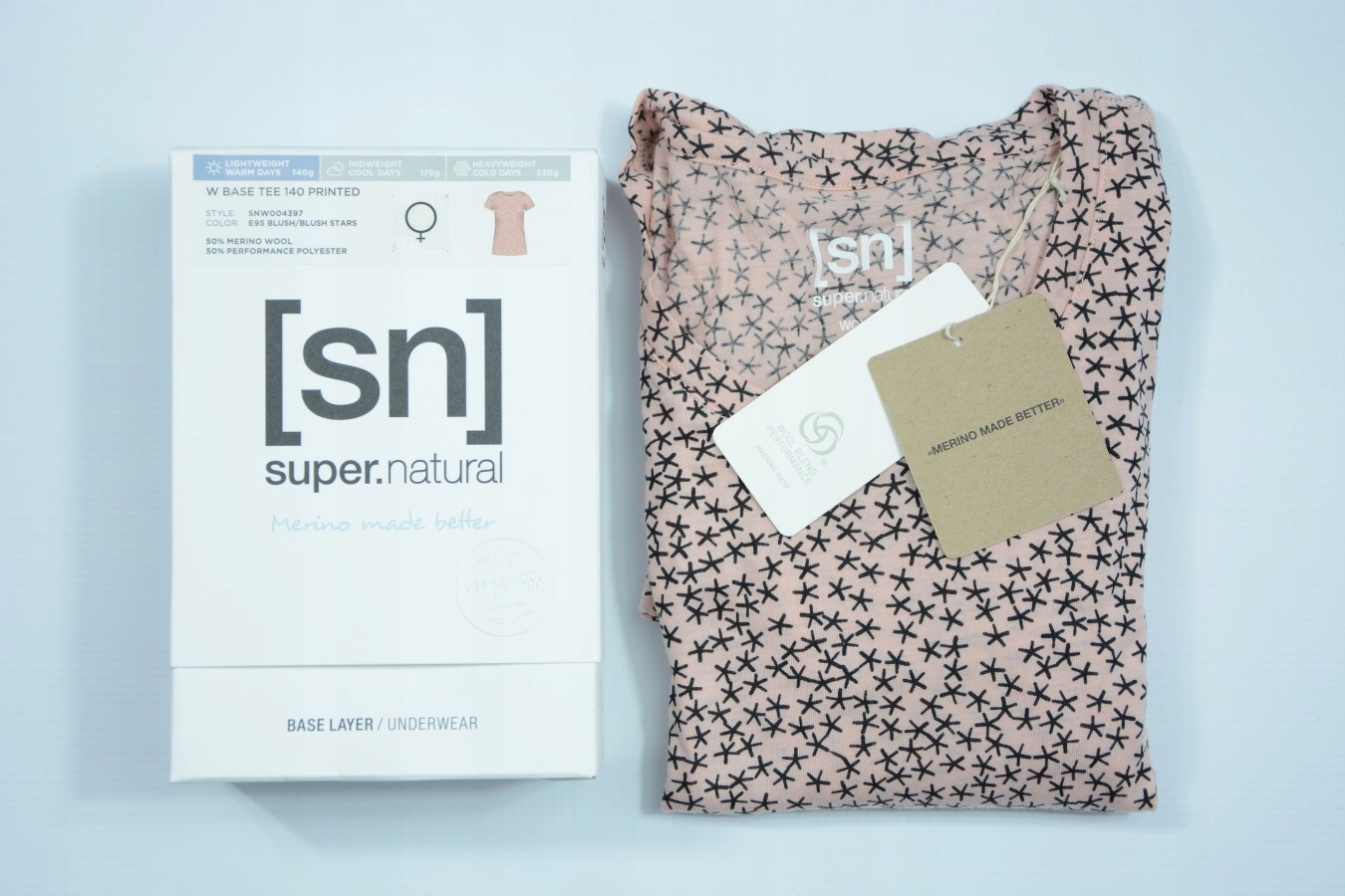 SUPER.NATURAL BASE TEE 140 PRINTED KOSZULKA MERINO Rozmiar M