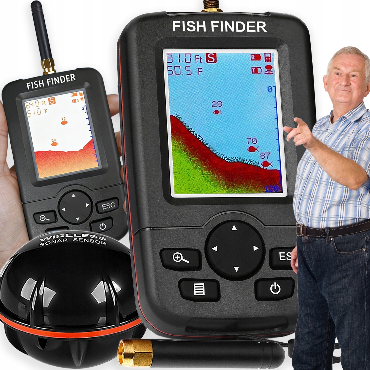 Echosonda Fish Finder Sonar Wykrywacz Ryb Echosonda Bezprzewodowa Sonar