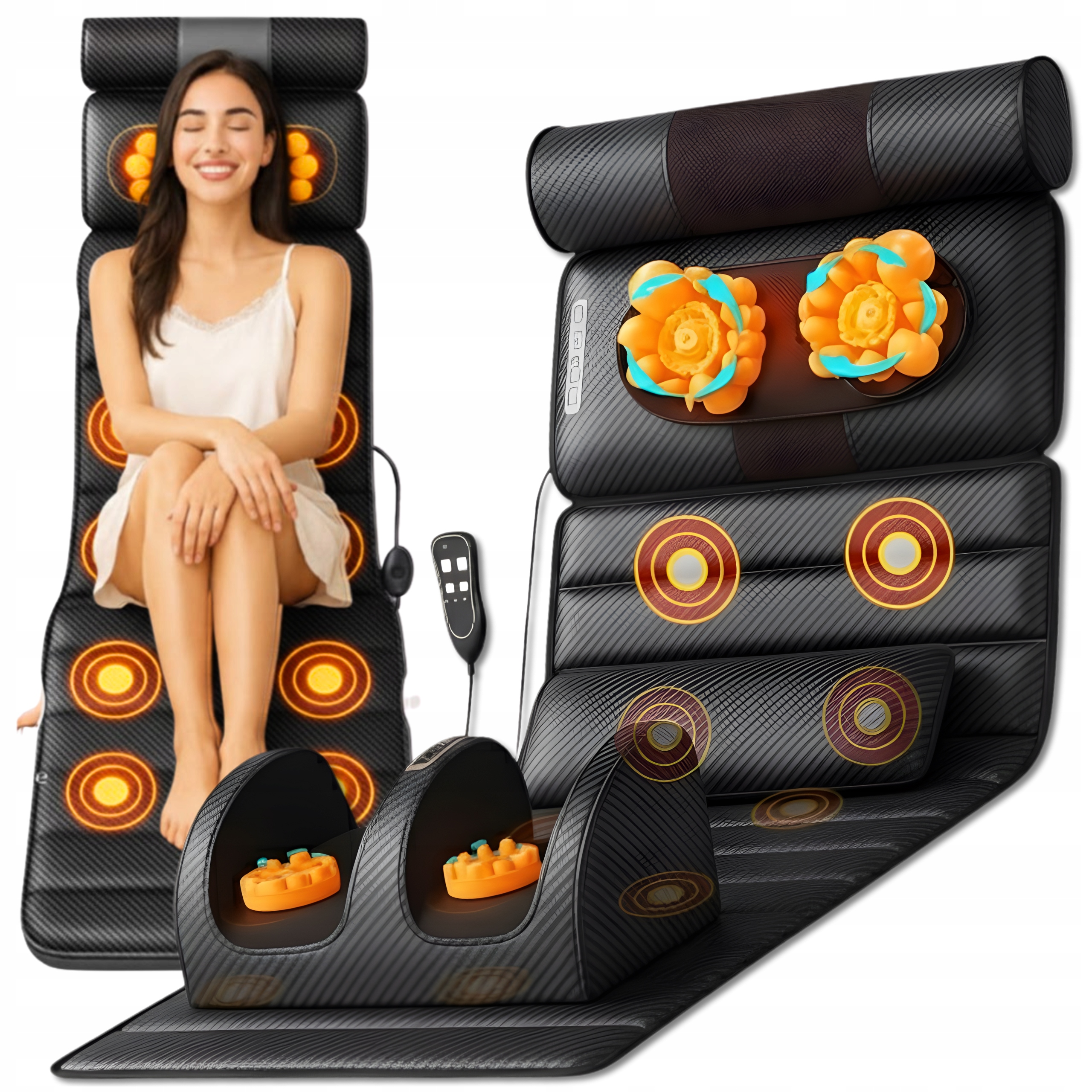 Mata Masująca Materac Masażu Fotel Kręgosłup Nogi Podgrzewany 3D Shiatsu