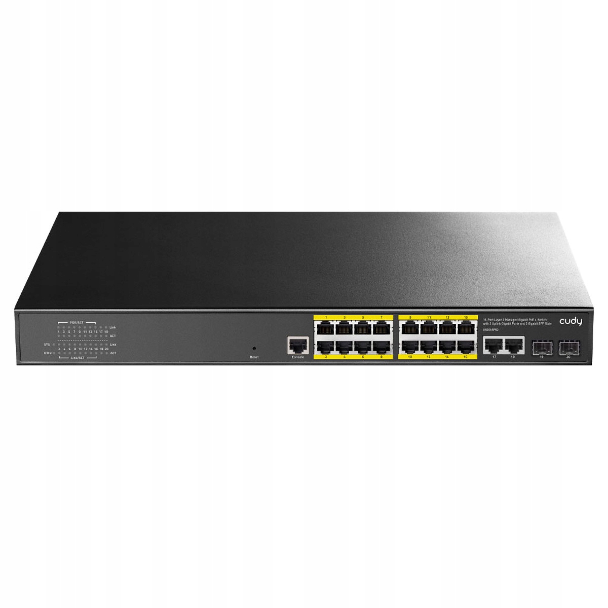 Cudy GS2018PS2-200W Síťový přepínač, 16portový, Gigabit, PoE+, 200W